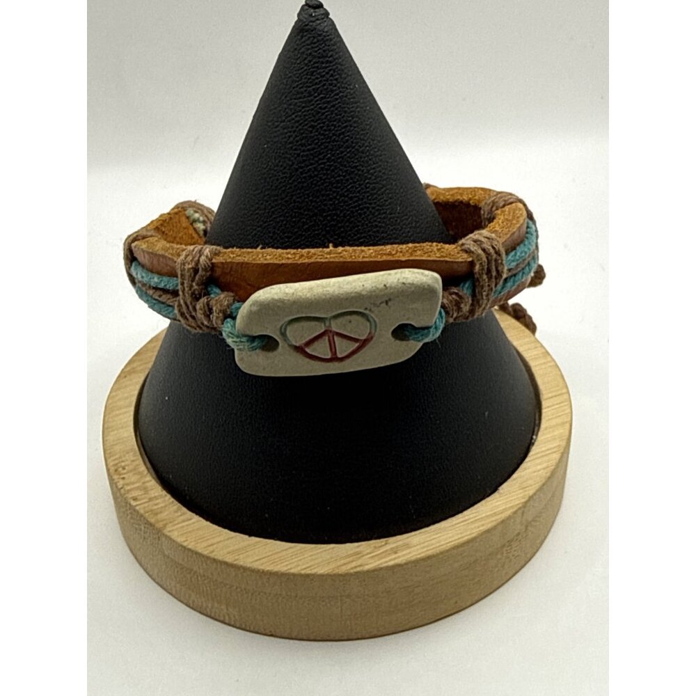 Boho Leather Unique Friendship Peace Adjustable Tie Bracelet